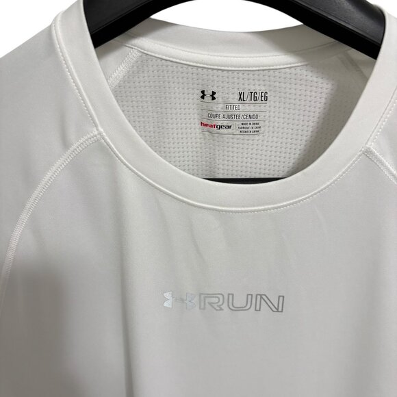 Under Armour RUN Fitted T Shirt Short Sleeve Size Large Heatgear White - Picture 5 of 6